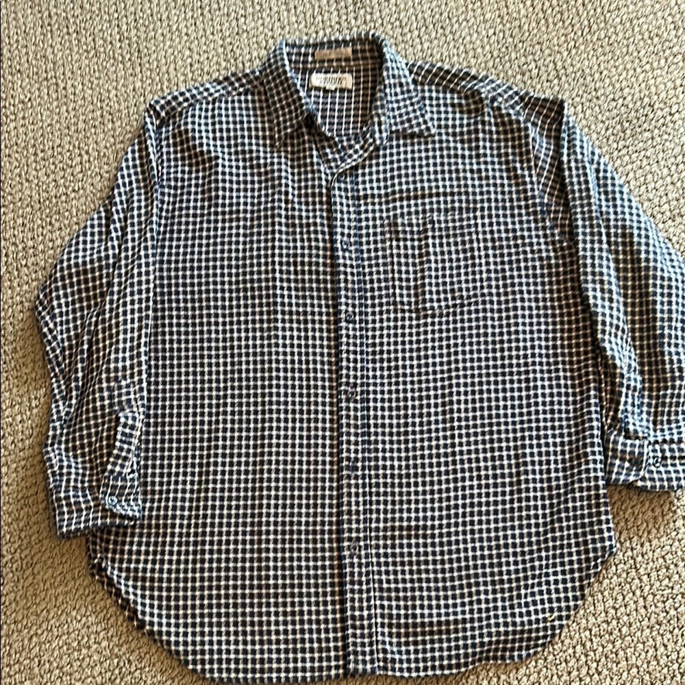 Black and White Casual Button Down Shirt with Checkered Pattern